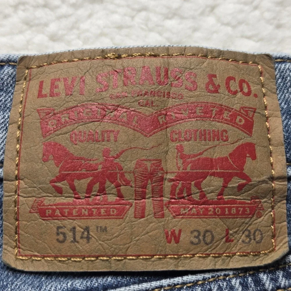 Levis 514 Jeans Mens 30x28 Blue Regular Fit Straight Denim Pants Medium Wash